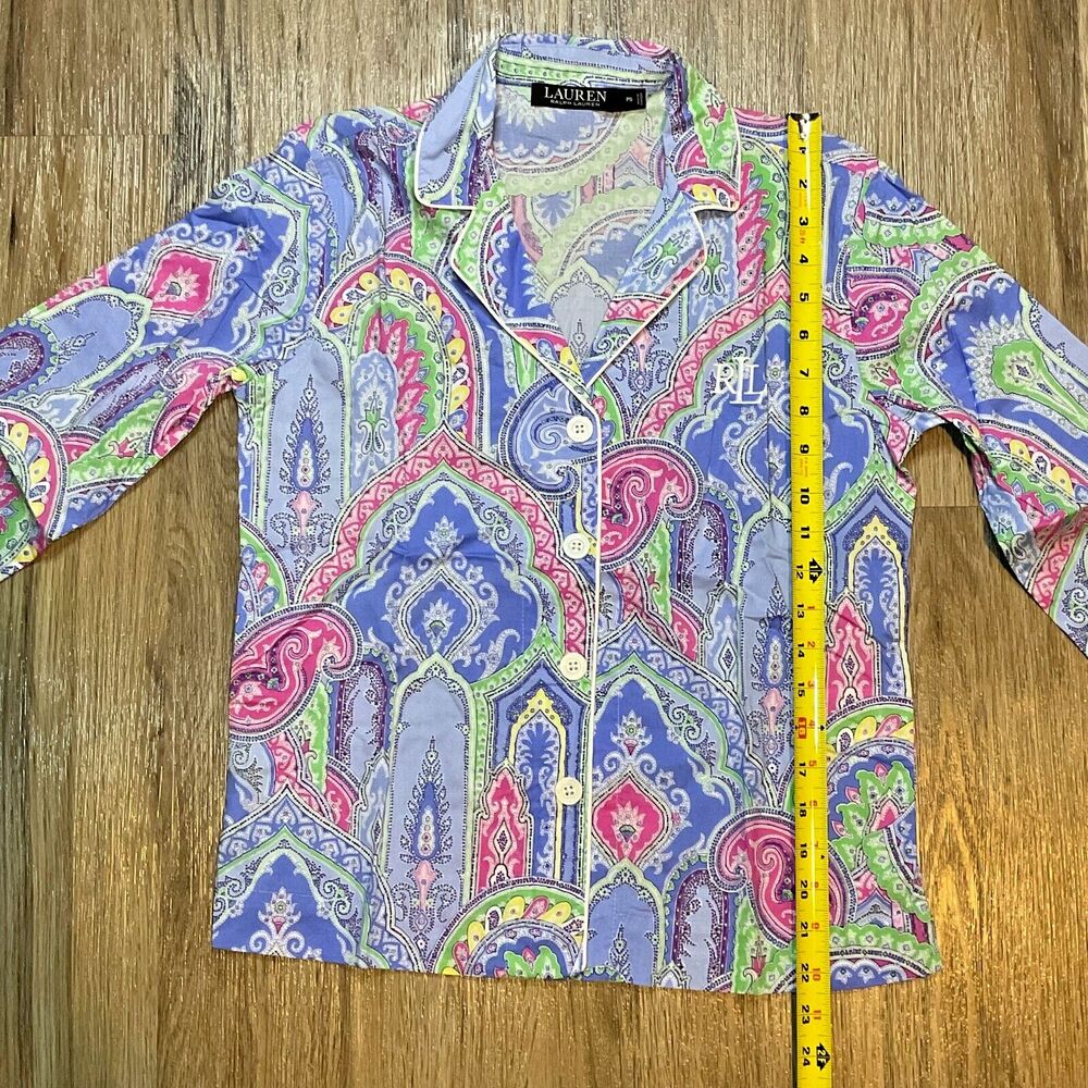 LAUREN RALPH LAUREN Black Label 2 Piece PJ Set Paisley Size PS Petite Small NEW - Picture 11 of 12